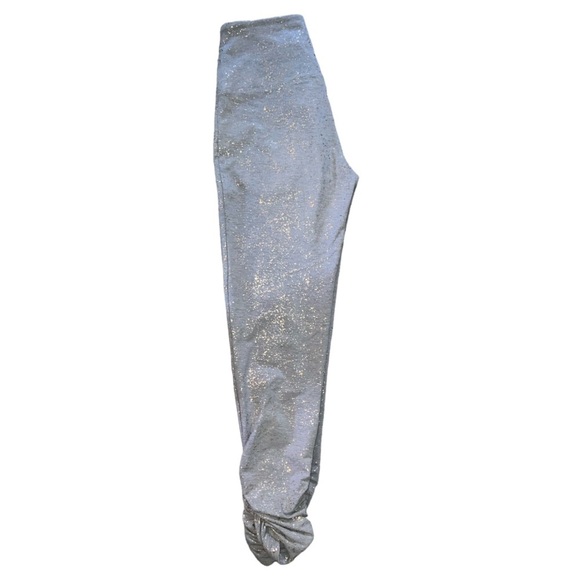 {EUC Soft Surroundings Metallic Gold Splatter High Waist Grey Legging Ruched XS} - Picture 4 of 12